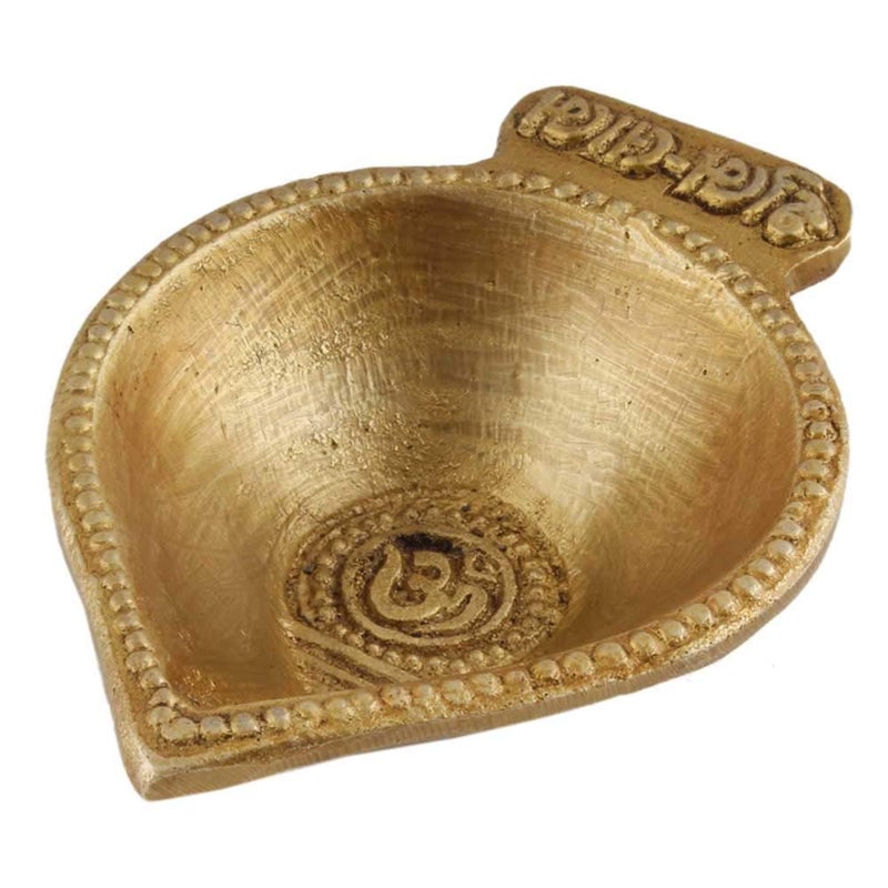 Indian-Shelf IndianShelf Handmade Premium Quality Shubh Labh Religious Pital Diya for Ceremonies God Idols Deepak Awards Pooja Unique Brass Oil Lamps Decorative 85 Cm  - Image 1