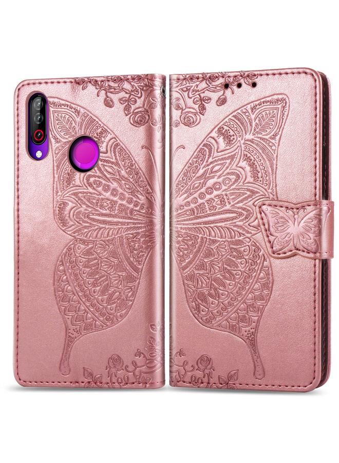 The Bros Butterfly Love Flowers Embossing Horizontal Flip Leather Case For LG W30 with Holder & Card Slots & Wallet & Lanyard - Image 1