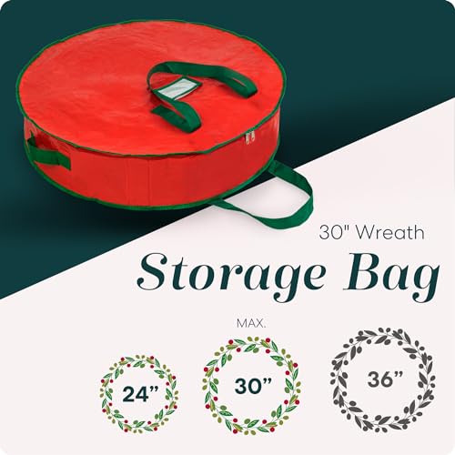 Handy Laundry Christmas Wreath Storage Bag - Durable, Tarp Material, Zipper, Sturdy Carry Handles, Pest Protection - Ideal Home, Garage Organization for Seasonal Holiday Wreath Decorations (30") - Image 2