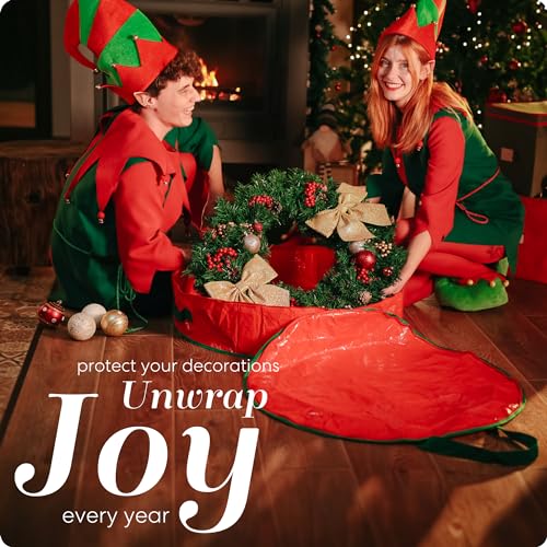 Handy Laundry Christmas Wreath Storage Bag - Durable, Tarp Material, Zipper, Sturdy Carry Handles, Pest Protection - Ideal Home, Garage Organization for Seasonal Holiday Wreath Decorations (30") - Image 3