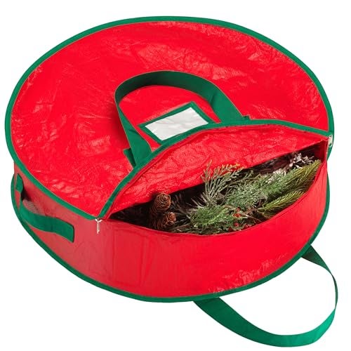 Handy Laundry Christmas Wreath Storage Bag - Durable, Tarp Material, Zipper, Sturdy Carry Handles, Pest Protection - Ideal Home, Garage Organization for Seasonal Holiday Wreath Decorations (30") - Image 1