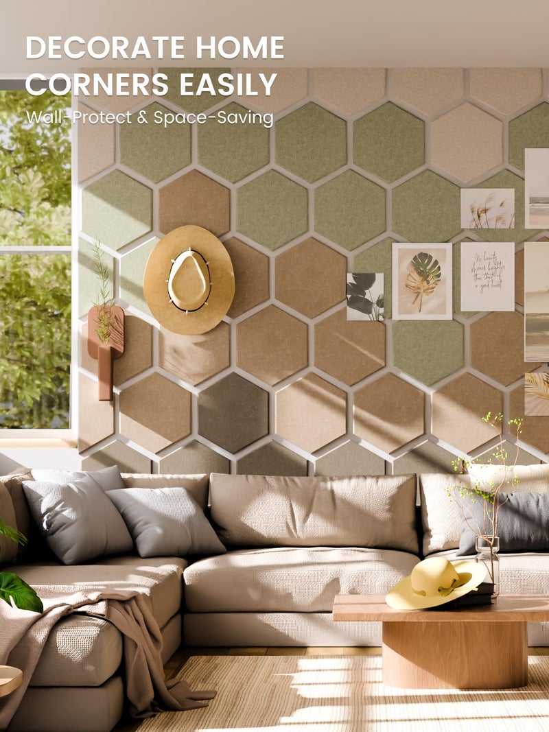 Fluxynara Hexagon Cork Board Alternative for Walls Decor-8-Pack Felt Bulletin Board Tiles,with 30 Pushpins,50 Adhesive Tabs for Office,Classrooms & Home Pin Board Felt Board-Linen Dusk - Image 5