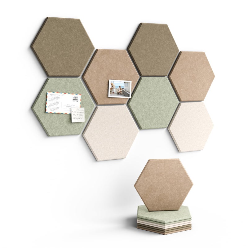 Fluxynara Hexagon Cork Board Alternative for Walls Decor-8-Pack Felt Bulletin Board Tiles,with 30 Pushpins,50 Adhesive Tabs for Office,Classrooms & Home Pin Board Felt Board-Linen Dusk - Image 1