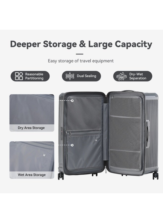 LIGHTGO 7672 Carbon Grey middle size suitcase PC Suitcase Trunk case check in luggage 28 inch with TSA travel case YKK zipper - Image 5