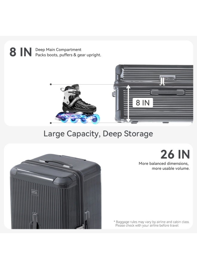 LIGHTGO 7672 Carbon Grey middle size suitcase PC Suitcase Trunk case check in luggage 28 inch with TSA travel case YKK zipper - Image 4