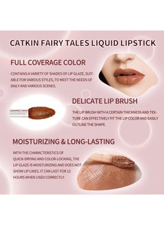 CATKIN CATKIN Liquid Lipstick Lip Gloss Lightness Pretty Semimatte Waterproof Long Lasting Satin Nourish Moisturizing Smooth Soft (C08)  - Image 3