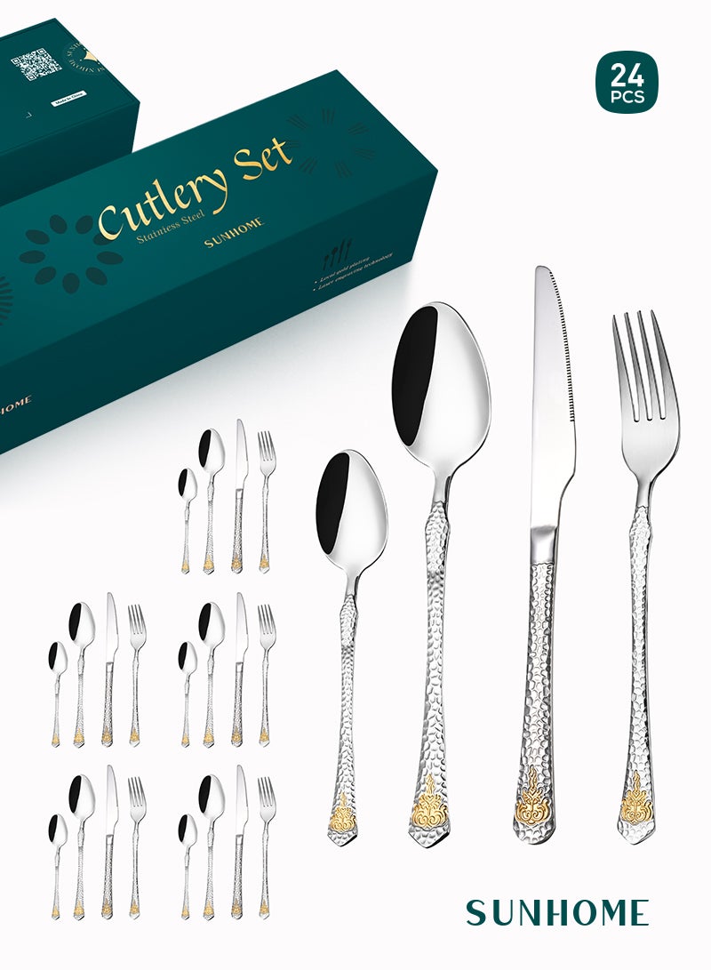 صن هوم مجموعة أدوات أدوات مكاد من الفولاذ المقاوم للصدأ 24 قطعة مع نقش بالليزر للمطبخ - Image 1