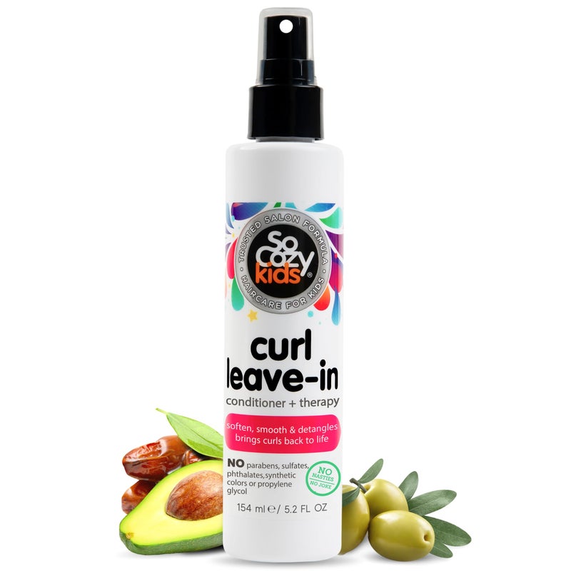 SoCozy Leave In Conditioner Spray 52 Fl Oz ParabenFree Detangler for Kids Curly Hair Deep Conditioner  TangleFree Curls Gentle  Nourishing with Keratin Vitamin B5 Olive Oil  Jojoba Oil