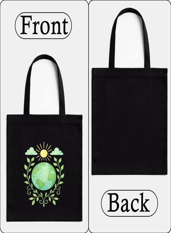 Megrok Radiant Globe Tote Bag for Women | Front A4 Size Printed Pocket | 16x14 Inch Earth Design Cotton Bag | Environmental Awareness Bag - Image 4