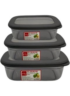 Reusable Plastic Box Container Can Be Used For Food Storage Leftovers Food Storage Set Consists Of 3 Boxes Varies In The Size (1.2 Liters, 670 Ml, 400 Ml) Transparent Grey