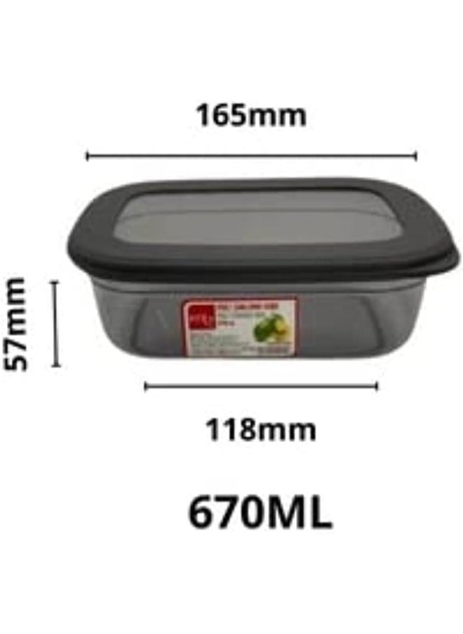 Generic - Reusable Plastic Box Container Can Be Used For Food Storage Leftovers Food Storage Set Consists Of 3 Boxes Varies In The Size (1.2 Liters, 670 Ml, 400 Ml) Transparent Grey - Image 1