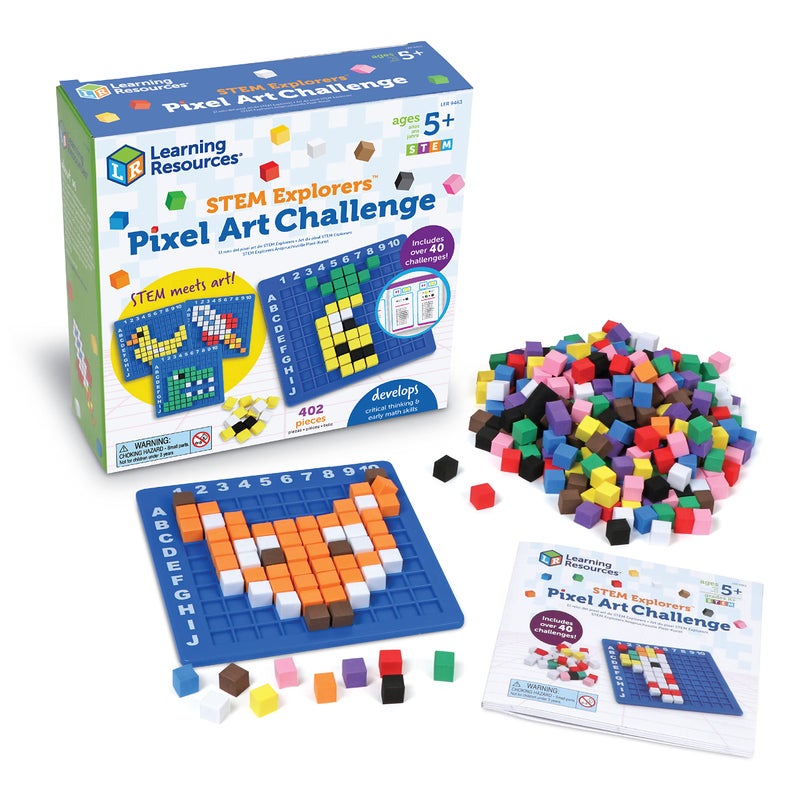 Learning Resources تحدي فن البكسل لمستكشفي STEM من Learning Resources، 402 قطعة، للأعمار 5 سنوات فما فوق، ألعاب STEM للأطفال، أساسيات البرمجة للأطفال، أنشطة STEM للفصل الدراسي، متوسطة - Image 1