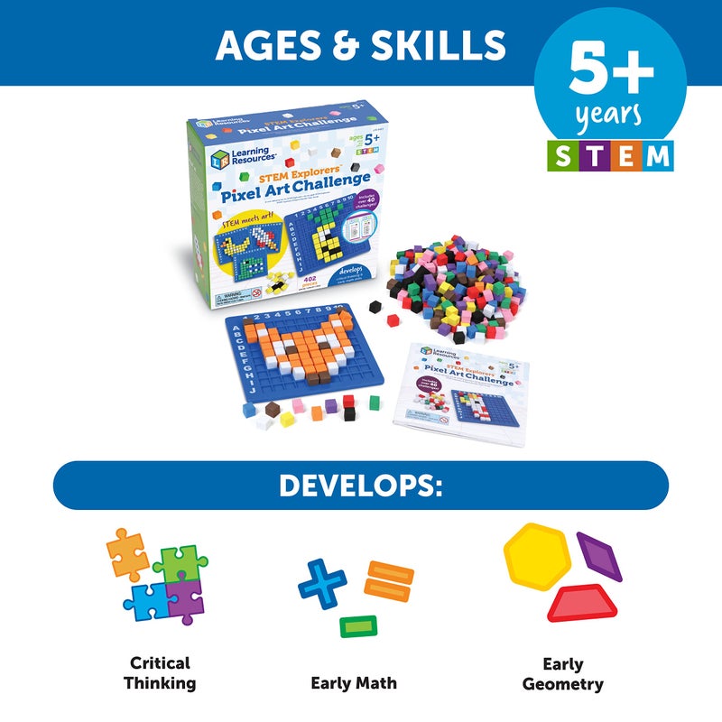 Learning Resources تحدي فن البكسل لمستكشفي STEM من Learning Resources، 402 قطعة، للأعمار 5 سنوات فما فوق، ألعاب STEM للأطفال، أساسيات البرمجة للأطفال، أنشطة STEM للفصل الدراسي، متوسطة - Image 5
