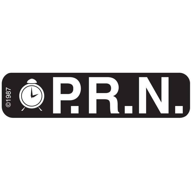 1-344 "P.R.N" Permanent Paper Label, 1 9/16" x 3/8", Black, Pack of 1000