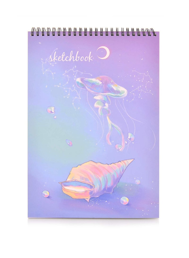Excefore Sketch Book, 8”X11.5” 100 Pages(110gsm), Spiral Bound Artist Sketch Pad, Durable Acid Free Drawing Paper for Drawing, Painting, Sketching or Doodling, Purple Cover, White Paper - Image 1