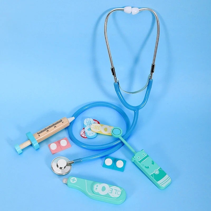 Bluejw Educational Girls Boys Kids Wooden Medical Pretend Play Set Doctor Toys Kit - Image 4