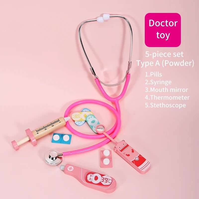 Bluejw Educational Girls Boys Kids Wooden Medical Pretend Play Set Doctor Toys Kit - Image 1