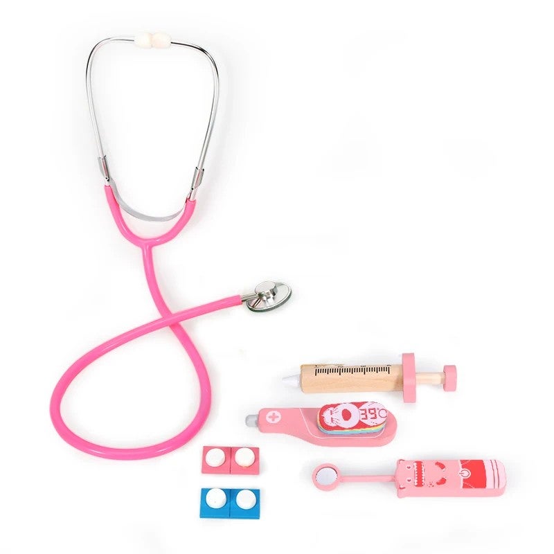 Bluejw Educational Girls Boys Kids Wooden Medical Pretend Play Set Doctor Toys Kit - Image 3