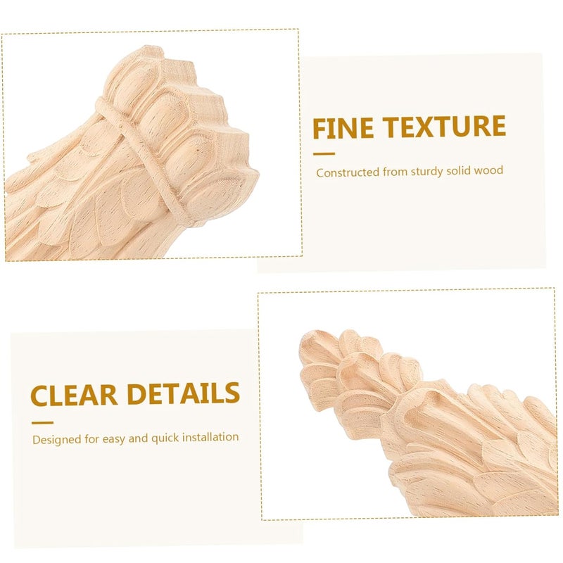 Vintage Wood Carved Applique Onlay Roman Style Solid Wood Wall Furniture Decor - Image 4