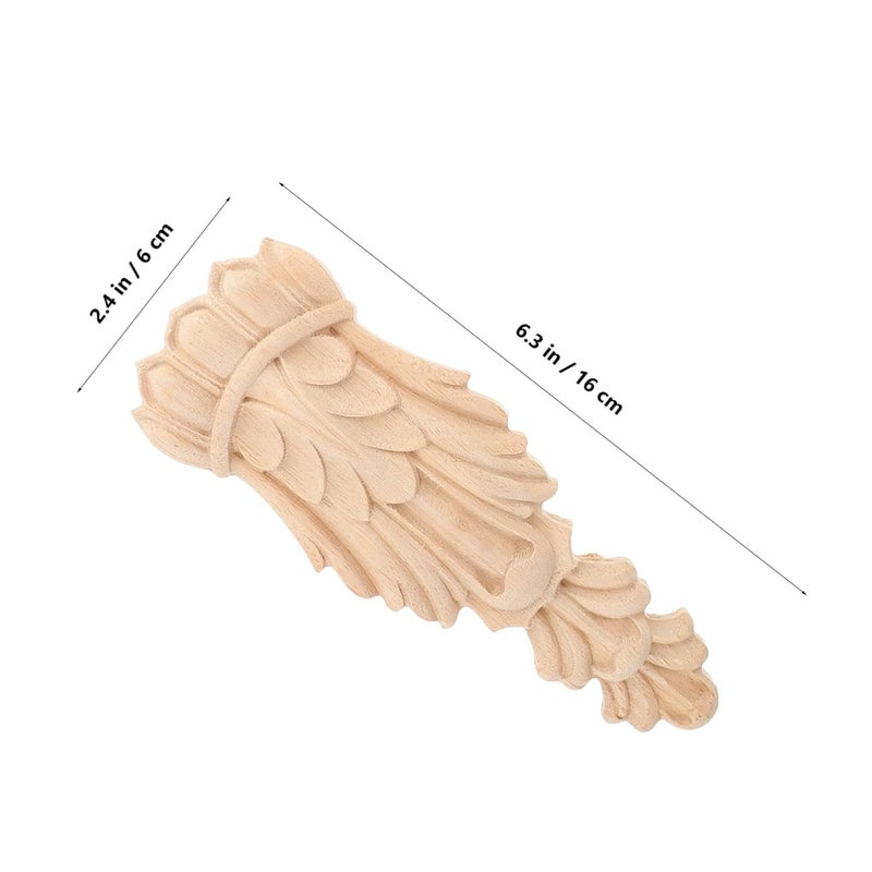 Vintage Wood Carved Applique Onlay Roman Style Solid Wood Wall Furniture Decor - Image 3