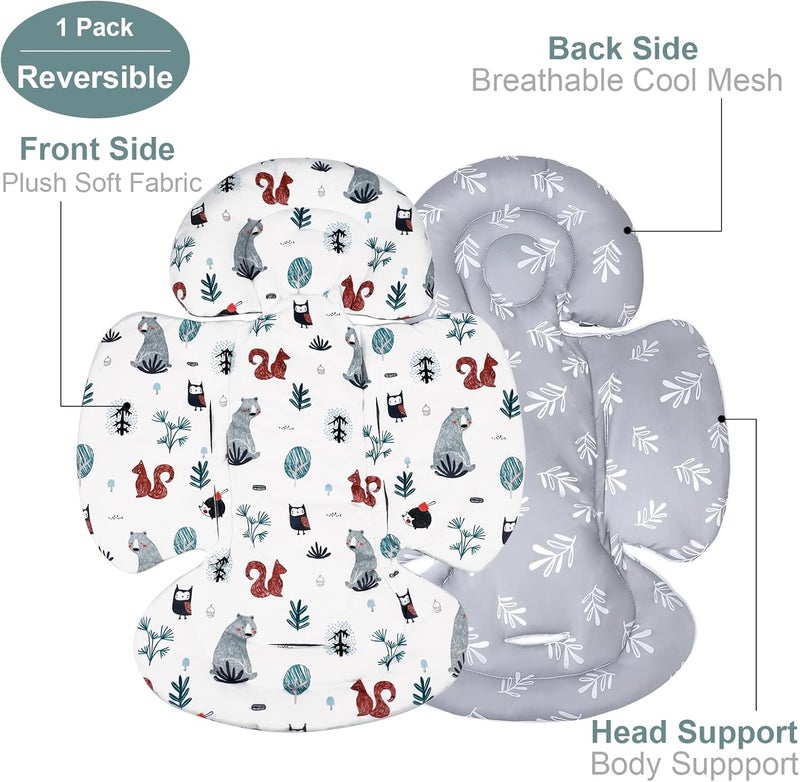 KAKIBLIN Infant Car Seat Insert Breathable Reversible Car Seat Head Support for Infant Newborn Car Seat Insert for Girls Boys Fits for Stroller Baby Swing Bassinets Pushchair Gray - Image 5