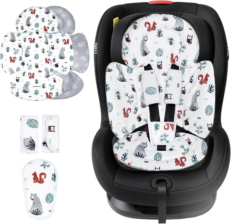KAKIBLIN Infant Car Seat Insert Breathable Reversible Car Seat Head Support for Infant Newborn Car Seat Insert for Girls Boys Fits for Stroller Baby Swing Bassinets Pushchair Gray - Image 1