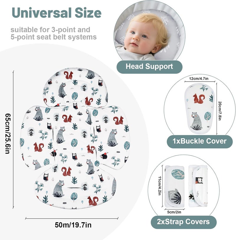 KAKIBLIN Infant Car Seat Insert Breathable Reversible Car Seat Head Support for Infant Newborn Car Seat Insert for Girls Boys Fits for Stroller Baby Swing Bassinets Pushchair Gray - Image 2