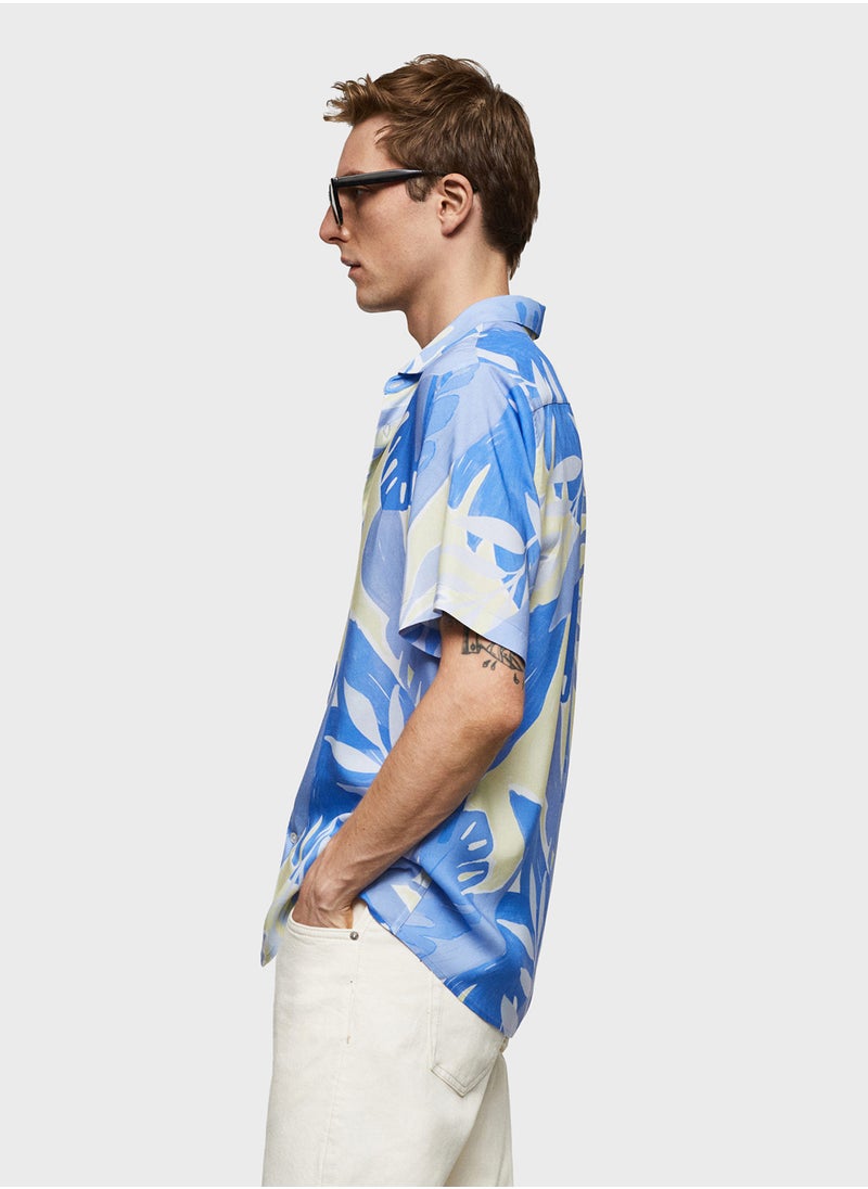 Mango Man Leaves-H Printed Regular Fit Shirt  - Image 3