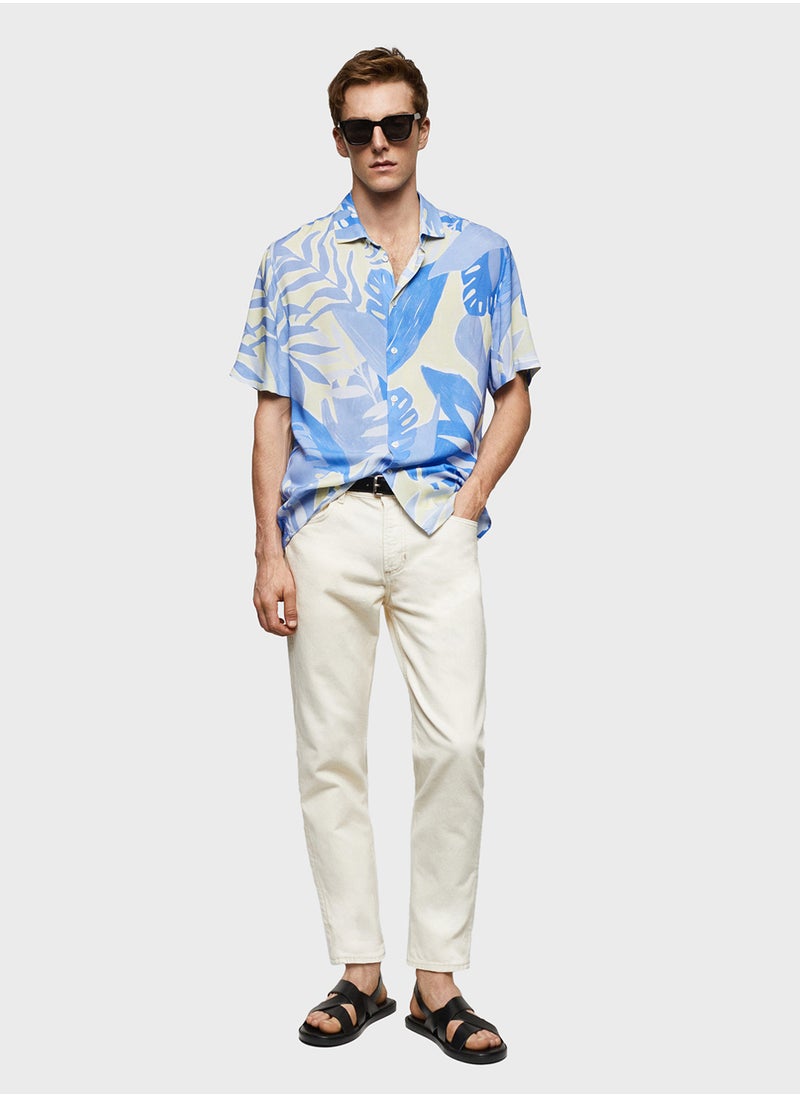 Mango Man Leaves-H Printed Regular Fit Shirt  - Image 4