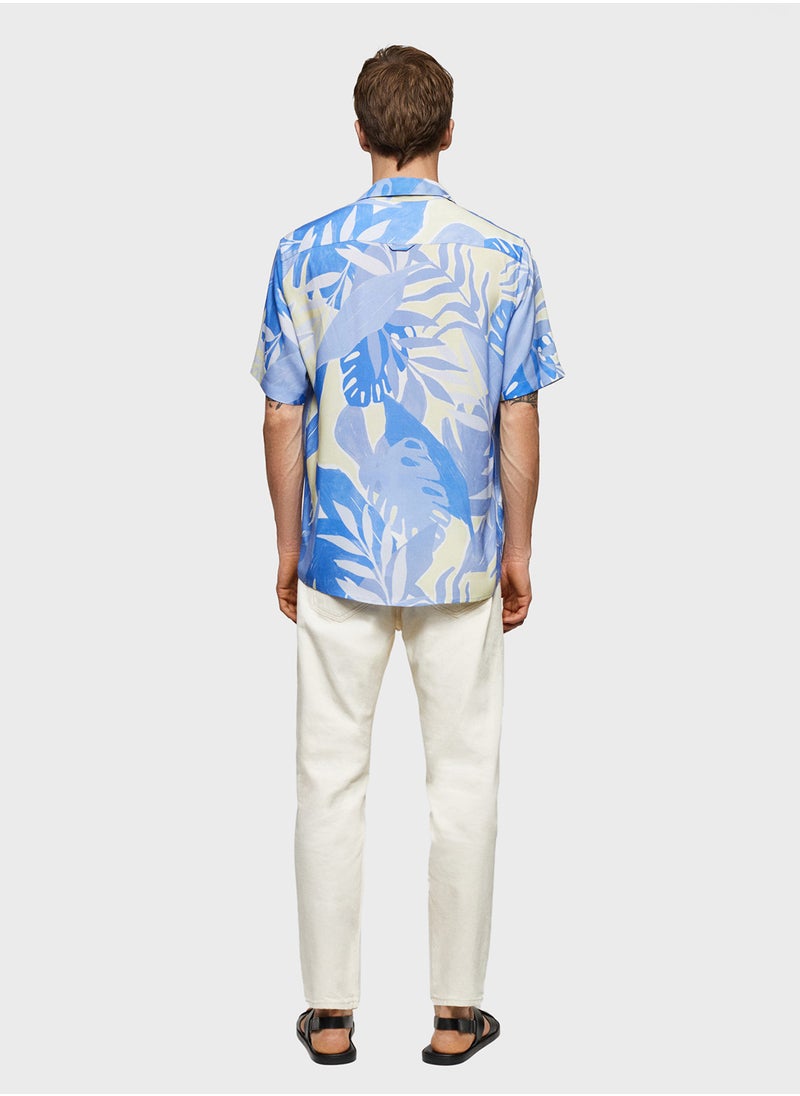 Mango Man Leaves-H Printed Regular Fit Shirt  - Image 2