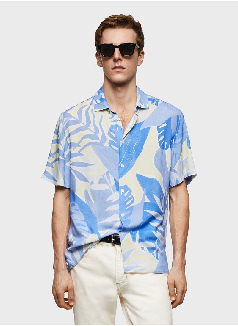 Mango Man Leaves-H Printed Regular Fit Shirt  - Image 1