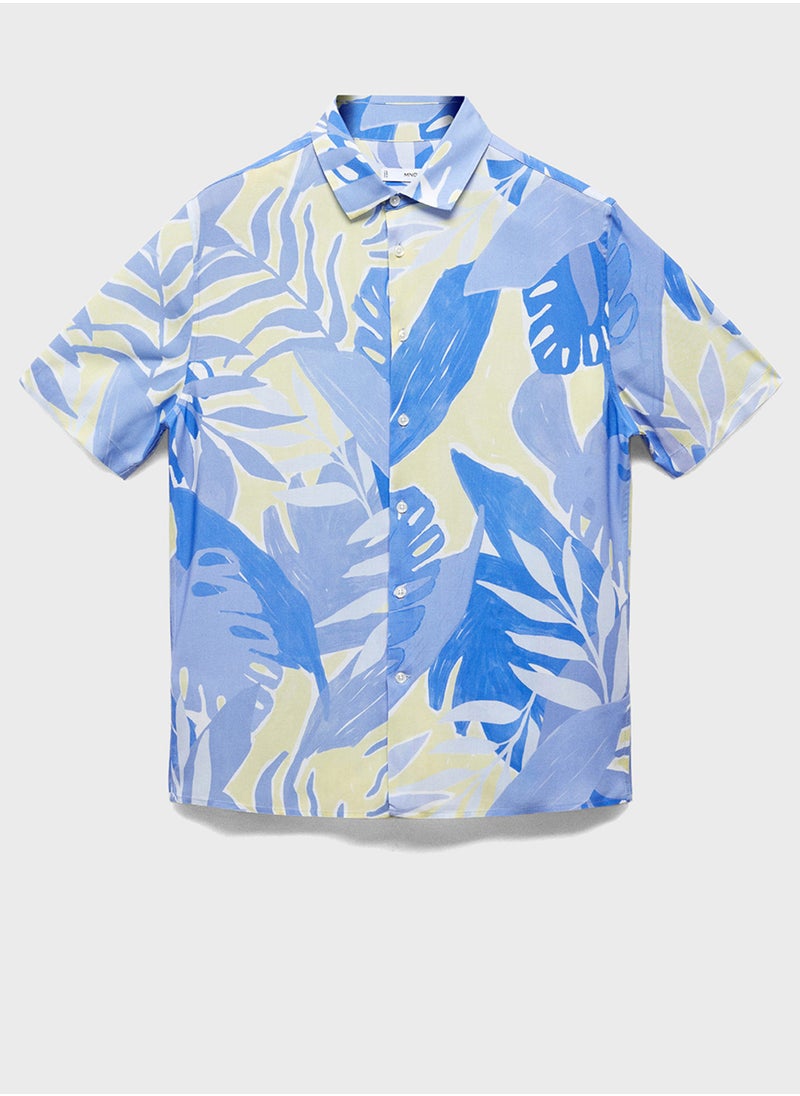 Mango Man Leaves-H Printed Regular Fit Shirt  - Image 5