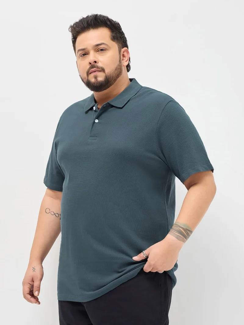 Urbano Fashion  Urbano Plus Men's Dark Grey Solid Regular Fit Half Sleeve Cotton Polo T-Shirt  | Best Price UAE