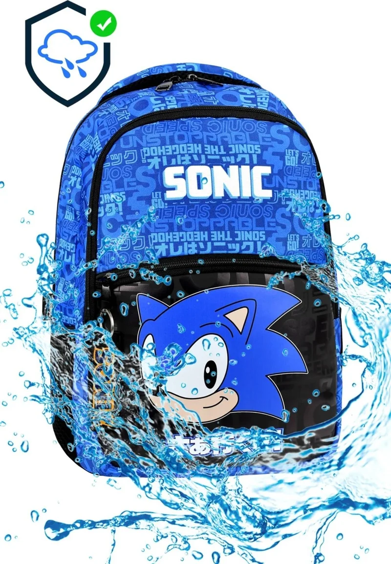 Masho Trend 3 Eyed Head Sonic School Bag + Pencil Case + Sonic Water Bottle -Sonic Bag Primary School Bag Boys School Bag