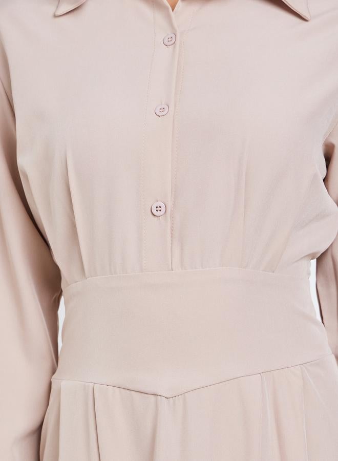 ستايلي فستان طويل بنمط قميص مع كسرات مطوية - Image 4