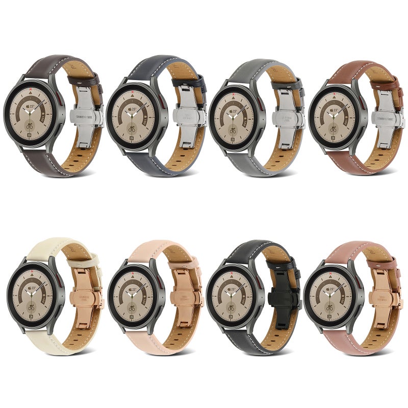 erorex For Samsung Galaxy Watch5 40Mm / 44Mm Butterfly Buckle Genuine Leather Watch Band(Black) - Image 4