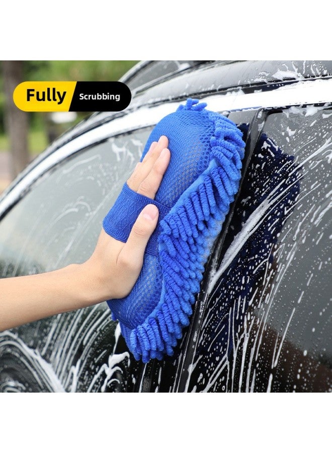 Car Washing Sponge Gloves High Density Extra Large Coral Absorbent Decontamination Chenille Special Car Cleaning Beauty Sponge-Color:[pack Of 2]⭐Blue⭐Strong Water Absorption And Foam  - Image 2