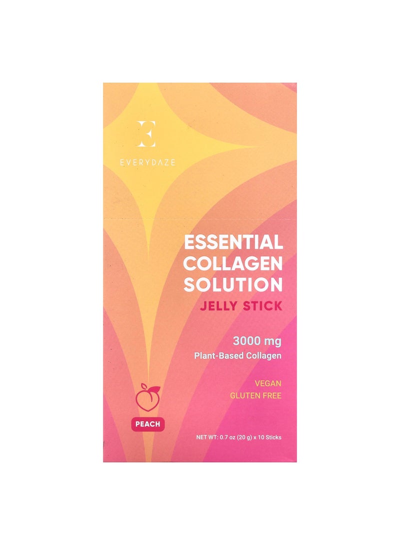 Essential Collagen Solution Jelly Stick, Peach, 10 Sticks, 0.7 oz (20 g) Each