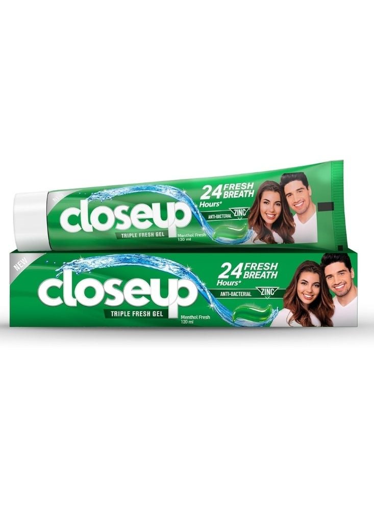 Closeup Triple Fresh Gel Toothpaste 120ml – Menthol Fresh with Zinc for 24H Fresh Breath - Image 1