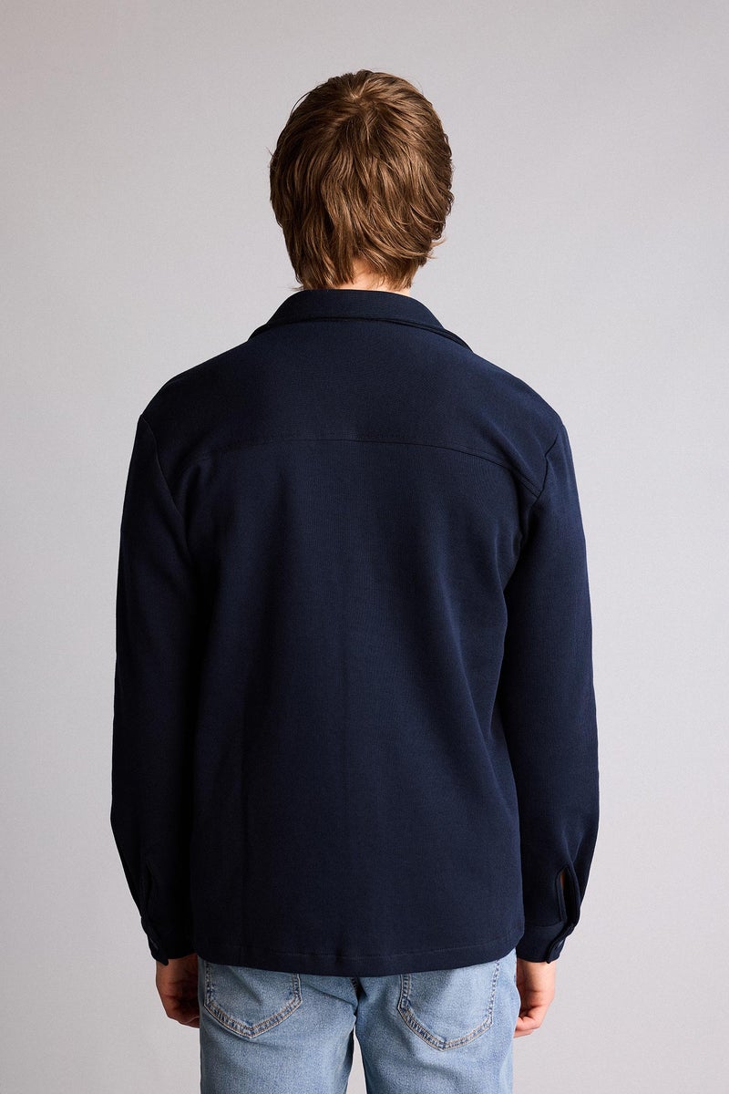 DeFacto Blue Man Regular Fit Long Sleeve Overshirt Casual - Image 5