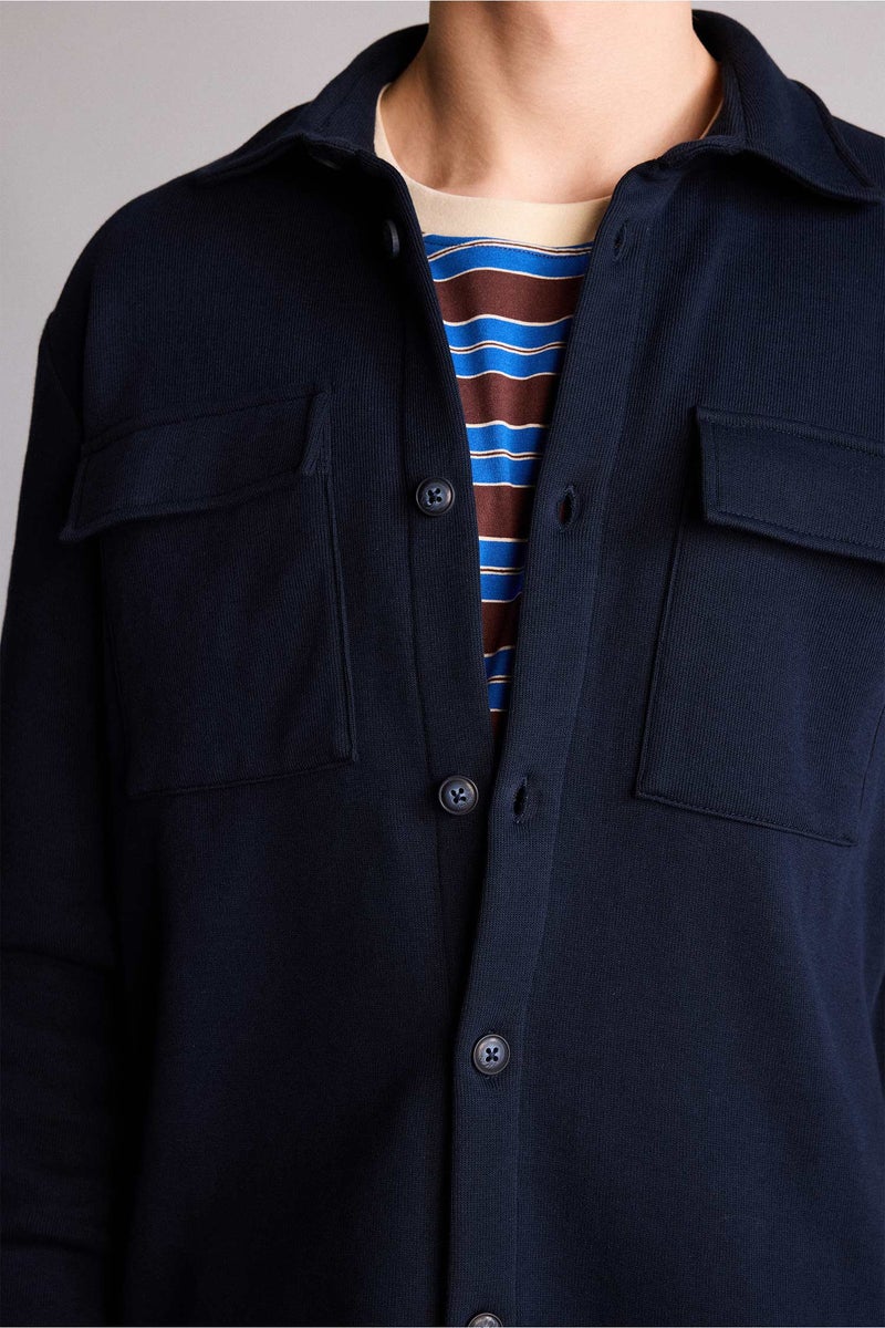 DeFacto Blue Man Regular Fit Long Sleeve Overshirt Casual - Image 4