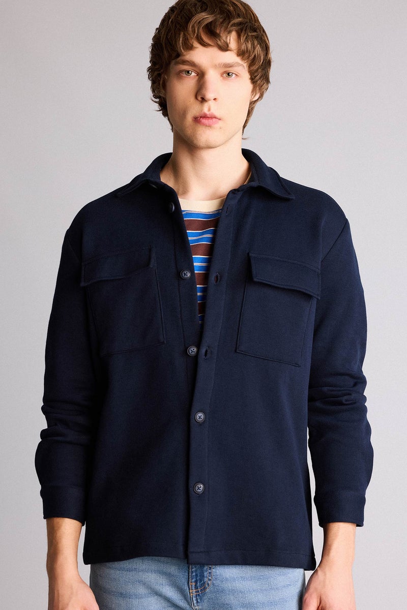 DeFacto Blue Man Regular Fit Long Sleeve Overshirt Casual - Image 1
