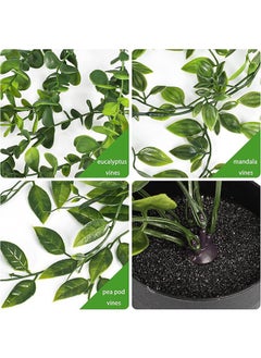 Garlo Artificial Hanging Plants, 3 Pack Fake Hanging Plants Fake Potted Greenery Plants Faux Eucalyptus Vine, Mandala Vine in Pot for Home Room Indoor Outdoor Shelf Decor.  - Image 2