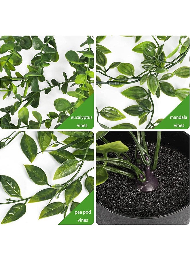 Garlo Artificial Hanging Plants, 3 Pack Fake Hanging Plants Fake Potted Greenery Plants Faux Eucalyptus Vine, Mandala Vine in Pot for Home Room Indoor Outdoor Shelf Decor.  - Image 2