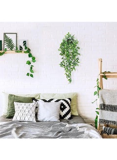 Garlo Artificial Hanging Plants, 3 Pack Fake Hanging Plants Fake Potted Greenery Plants Faux Eucalyptus Vine, Mandala Vine in Pot for Home Room Indoor Outdoor Shelf Decor.  - Image 4