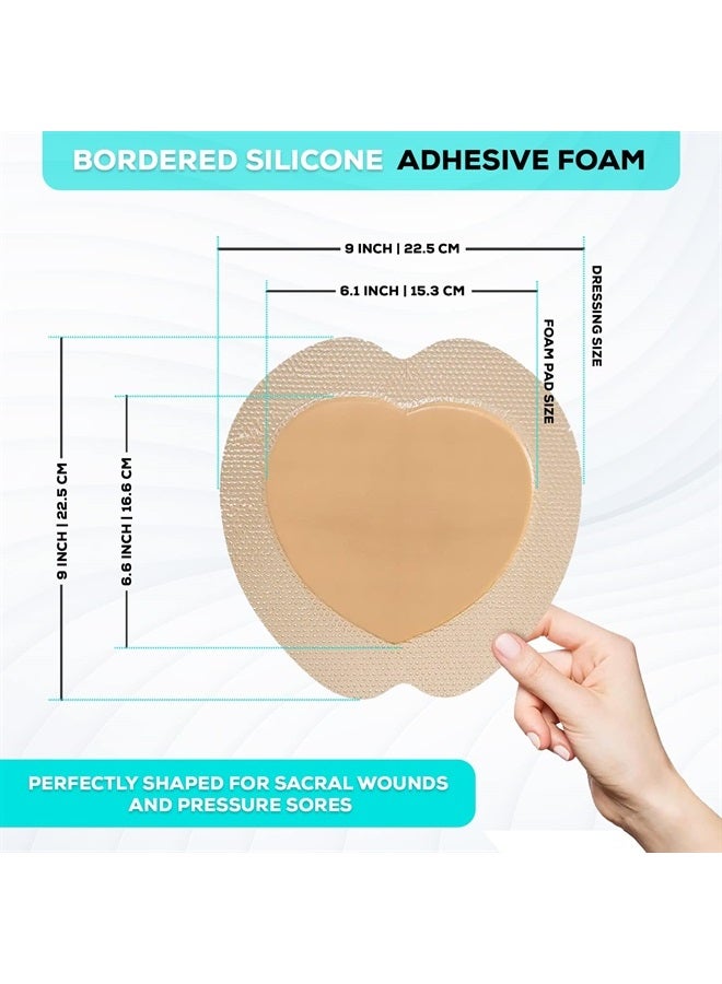 MedVance TM Silicone - Bordered Silicone Adhesive Foam Dressing Sacral, Size 9"x9" (6.1"x6.6" Pad), Box of 5 dressings - Image 3