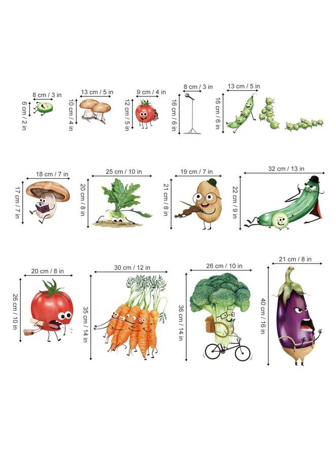wondever Kitchen Food Wall Stickers Cartoon Vegetables Peel and Stick Wall Art Decals for Kitchen Cupboard Fridge - Image 4