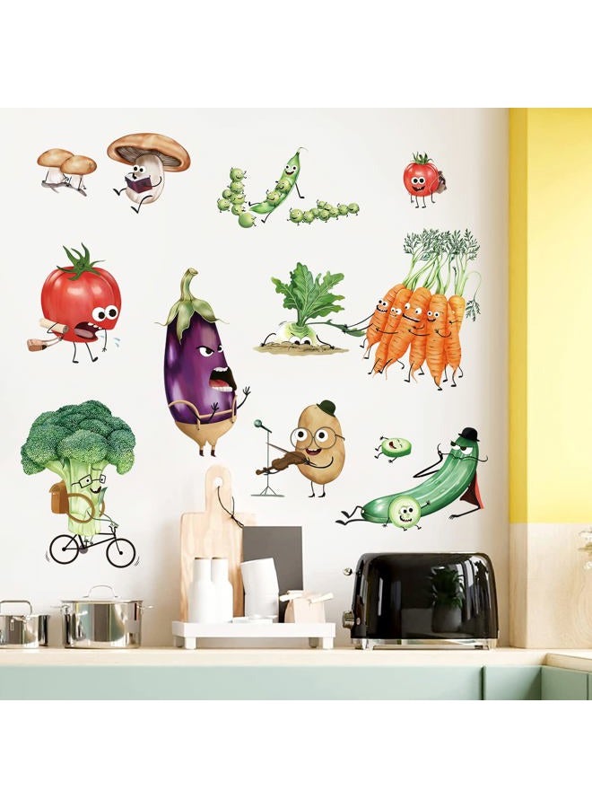 wondever Kitchen Food Wall Stickers Cartoon Vegetables Peel and Stick Wall Art Decals for Kitchen Cupboard Fridge - Image 1