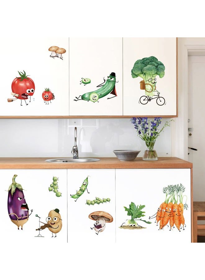 wondever Kitchen Food Wall Stickers Cartoon Vegetables Peel and Stick Wall Art Decals for Kitchen Cupboard Fridge - Image 3
