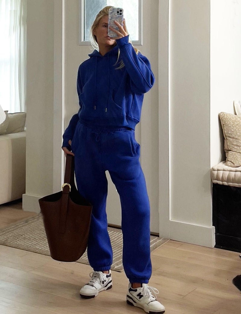 Flygo Womens Fleece 2 Piece Outfits Sweatsuit Crop Pullover Sweatshirt Joggers Pants Tracksuit Set(RoyalBlue-L) - Image 2
